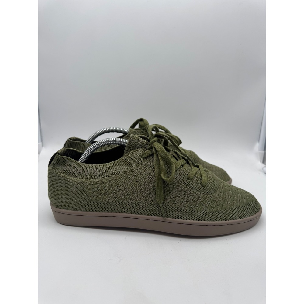 SUAVS Mens Olive Green Knit Low Top Sneakers Shoes Size 11